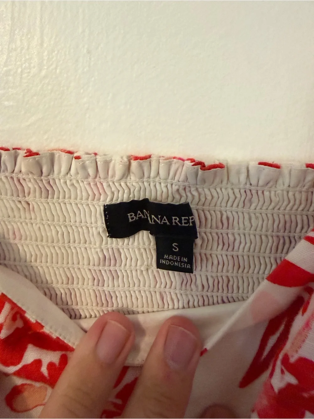 Banana Republic White Crop Top with Red Floral Print